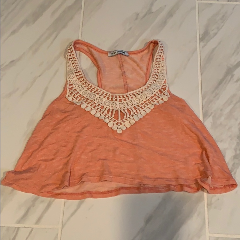 Salmon color lace crop top